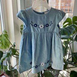 Offspring chambray flutter sleeve floral embroidery 2 piece set NWT 12 months